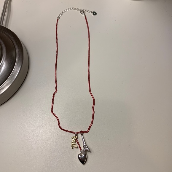 Paris necklace Eiffel Tower Red Bead Luke New, never worn! - Picture 1 of 3